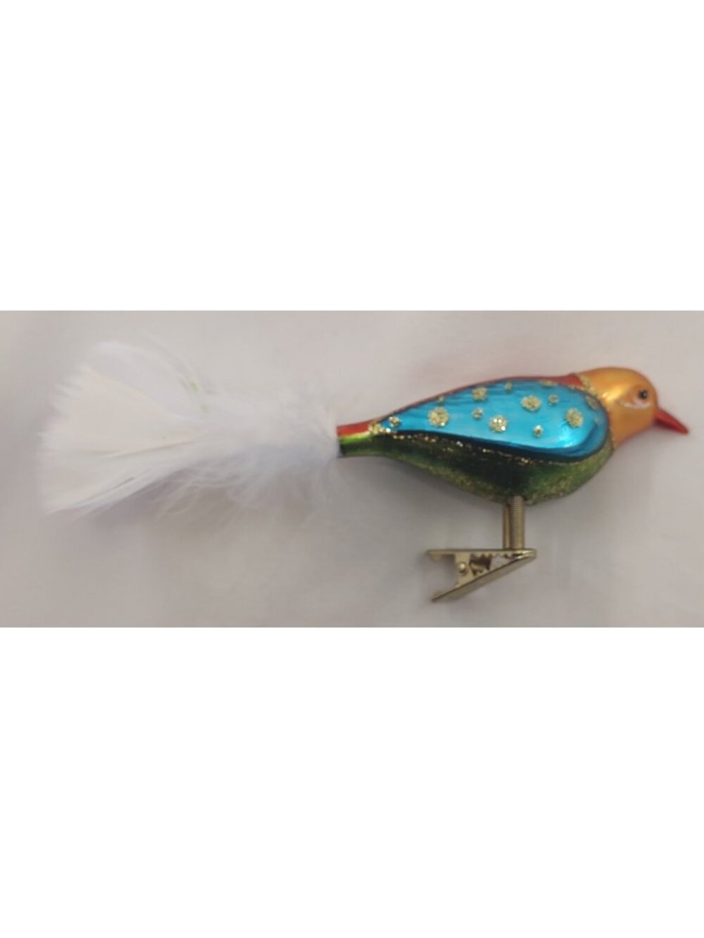 Kathe Wohlfahrt Glass Bird Clip On Ornament Feather Tail Slovakian Christmas